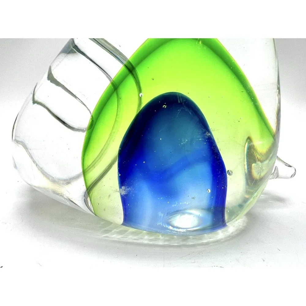 Pier 1 Large Blue and Green Glass Cat Sommerso with a Wonderful Curling Tail